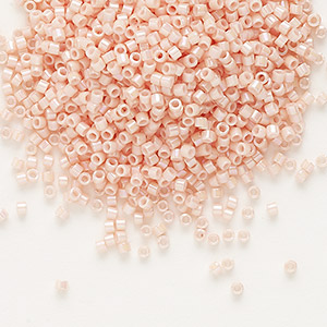 Seed bead, Delica&reg;, glass, opaque enameled rainbow light salmon, (DB1503), #11 round. Sold per 7.5-gram pkg.