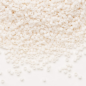 Seed bead, Delica&reg;, glass, opaque matte bisque white, (DB1510), #11 round. Sold per 7.5-gram pkg.