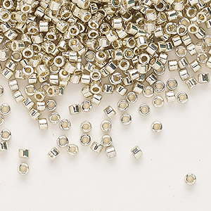Seed bead, Delica&reg;, glass, Duracoat&reg; opaque galvanized silver, (DB1831), #11 round. Sold per 250-gram pkg.
