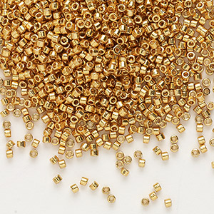 Seed bead, Delica&reg;, glass, Duracoat&reg; opaque galvanized yellow gold, (DB1833), #11 round. Sold per 7.5-gram pkg.