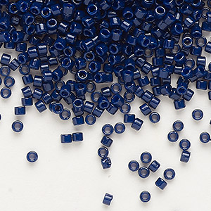 Seed bead, Delica&reg;, glass, Duracoat&reg; opaque dark navy blue, (DB2144), #11 round. Sold per 7.5-gram pkg.