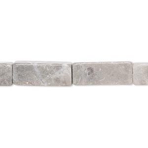Bead, riverstone with grey and cream marble (natural / dyed), light brown, 18x7mm-19x7mm square tube, C- grade, Mohs hardness 3 to 3-1/2. Sold per 15&quot; to 16&quot; strand.