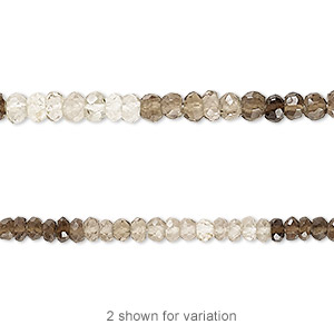 Bead, smoky quartz (heated / irradiated), shaded, 3x2mm-4x3mm hand-cut faceted rondelle, C grade, Mohs hardness 7. Sold per 13-inch strand.