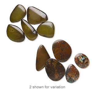 Focal mix, turquoise (dyed / stabilized), brown, 36x23mm-52x42mm freeform, Mohs hardness 5 to 6. Sold per pkg of 5.
