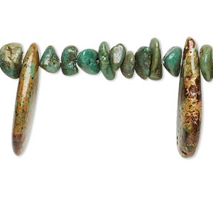 Bead, turquoise (dyed / stabilized), blue and brown, medium chip and 16x9mm-28x19mm top-drilled puffed teardrop, Mohs hardness 5 to 6. Sold per 15-1/2&quot; to 16&quot; strand.