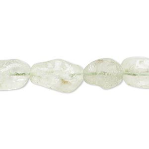 Bead, quartz (dyed), green, mini to medium nugget, Mohs hardness 7. Sold per 10-inch strand.