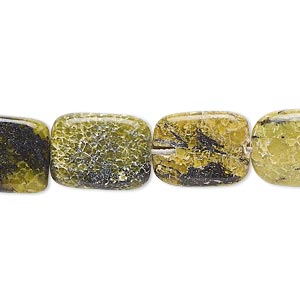 Bead, yellow &quot;turquoise&quot; (serpentine and quartz) (natural), 14x10mm-18x14mm rounded flat rectangle and rounded flat square, C+ grade, Mohs hardness 2-1/2 to 6. Sold per 15&quot; to 16&quot; strand.
