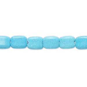 Bead, magnesite (dyed / stabilized), turquoise blue, 8x7mm rounded flat rectangle, B- grade, Mohs hardness 3-1/2 to 4. Sold per 15-inch strand.