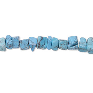 Bead, &quot;turquoise&quot; (resin) (imitation), blue, small chip. Sold per 15-inch strand.