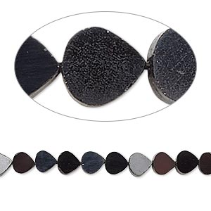 Bead, black spinel (natural), 5-6mm hand-cut flat teardrop, C grade, Mohs hardness 8. Sold per 14-inch strand.