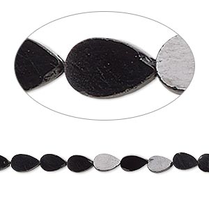 Bead, black spinel (natural), 5x3mm-7x5mm hand-cut flat teardrop, C grade, Mohs hardness 8. Sold per 14-inch strand.