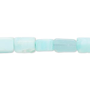 Bead, opal (dyed), blue, 9x6mm-12x7mm hand-cut square tube and flat rectangle, C+ grade, Mohs hardness 5 to 6-1/2. Sold per 13-inch strand.