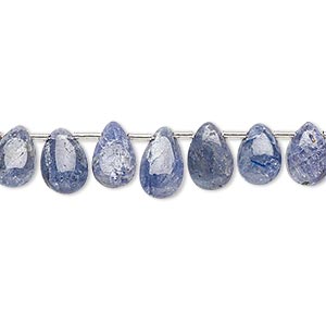 Bead, tanzanite (dyed / heated), 7x6mm-10x7mm hand-cut top-drilled puffed teardrop, C- grade, Mohs hardness 6 to 7. Sold per pkg of 16 beads.