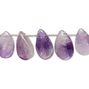 Bead, amethyst (natural / dyed), 13x7mm-16x9mm hand-cut top-drilled puffed teardrop, C grade, Mohs hardness 7. Sold per pkg of 14 beads.