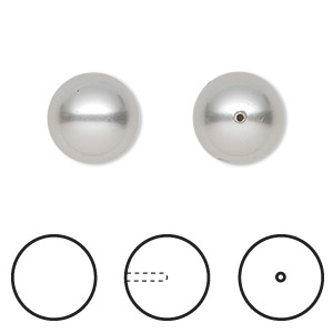 Pearl, Swarovski® crystals, white, 12mm half-drilled round (5818). Sold ...