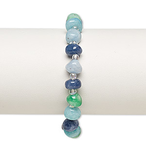 Bracelet, quartz (dyed) and glass, multicolored, 3x3mm-4x4mm seed bead ...