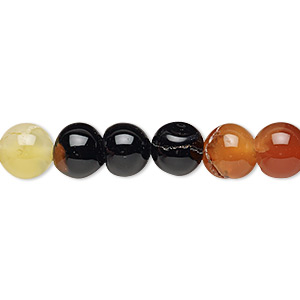 Bead, agate (dyed / heated), multicolored, 6-8mm uneven round, D grade, Mohs hardness 6-1/2 to 7. Sold per 14-inch strand.