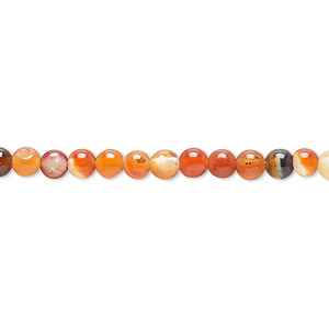 Bead, multi-agate (dyed / heated), 4-5mm round, C- grade, Mohs hardness 6-1/2 to 7. Sold per 15&quot; to 16&quot; strand.
