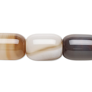 Bead, brown striped agate (dyed), light to medium, 17x13mm-18x13mm barrel, B grade, Mohs hardness 6-1/2 to 7. Sold per 15-inch strand.