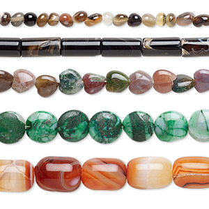 Bead mix, multi-agate (dyed / heated), mixed colors, 6x4mm-20x15mm mixed shape, Mohs hardness 6-1/2 to 7. Sold per (5) 15&quot; to 16&quot; strands.