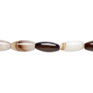 Bead, brown striped agate (dyed), 12x5mm oval, B- grade, Mohs hardness 6-1/2 to 7. Sold per 15-inch strand.
