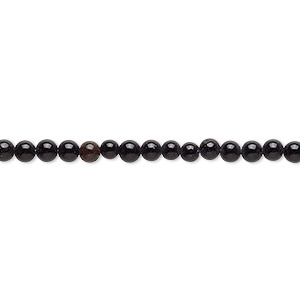 Bead, black onyx (dyed), 3-4mm round, C- grade, Mohs hardness 6-1/2 to 7. Sold per 15-inch strand.