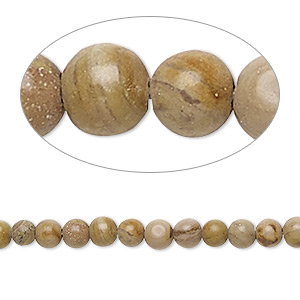Bead, landscape stone and tigerskin &quot;jasper&quot; (natural), 4mm round, C grade, Mohs hardness 3-1/2 to 5. Sold per 15-inch strand.