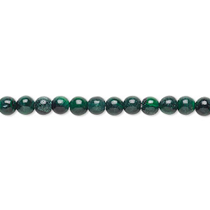 Bead, malachite (natural), 3-4mm round, C grade, Mohs hardness 3-1/2 to 4. Sold per 15-inch strand.