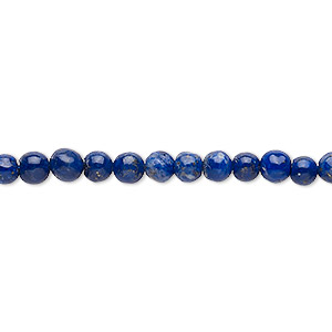 Bead, lapis lazuli (natural), 3-4mm non-uniform round, C grade, Mohs hardness 5 to 6. Sold per 15-inch strand.