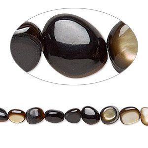 Natural Gemstone Black Lip Shell Stone Jewelry Making Beads 15" Flat Oval 