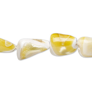 Bead, mother-of-pearl shell (natural), mini to medium freeform nugget, Mohs hardness 3-1/2. Sold per 15&quot; to 16&quot; strand.