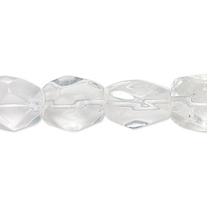 Bead, quartz crystal (natural), small to medium faceted tumbled nugget, Mohs hardness 7. Sold per 15&quot; to 16&quot; strand.