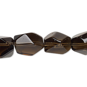 Bead, smoky quartz (heated / irradiated), small to medium faceted tumbled nugget, Mohs hardness 7. Sold per 15&quot; to 16&quot; strand.