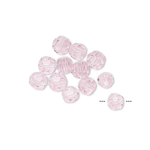 Bead, Asfour Crystal, crystal, rose, 5mm faceted round. Sold per pkg of 12.