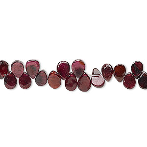 Bead, rhodolite garnet (dyed), 5x4mm-8x7mm hand-cut top-drilled flat teardrop, C grade, Mohs hardness 7 to 7-1/2. Sold per 6-inch strand.