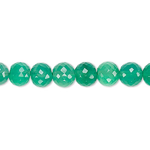Bead, green onyx (dyed), 7-8mm hand-cut faceted round, B grade, Mohs hardness 6-1/2 to 7. Sold per 8-inch strand.