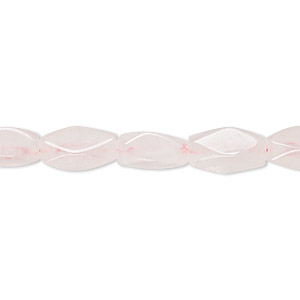 Bead, rose quartz (natural), 10x5mm-14x6mm hand-cut faceted square tube, C- grade, Mohs hardness 7. Sold per 13-inch strand.
