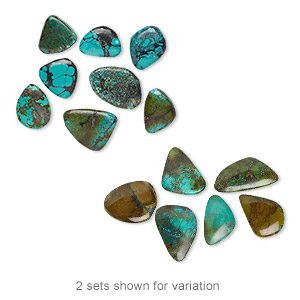 Cabochon mix, turquoise (dyed / stabilized), 20x18mm-35x31mm non-calibrated freeform, Mohs hardness 5 to 6. Sold per 50-gram pkg, approximately 5 cabochons.