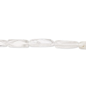 Bead, quartz crystal (natural), 10x4mm-16x5mm hand-cut tumbled faceted square tube, C grade, Mohs hardness 7. Sold per 13-inch strand.