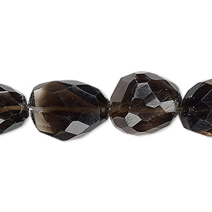 Bead, smoky quartz (heated / irradiated), small to large hand-faceted nugget, Mohs hardness 7. Sold per 7-inch strand.
