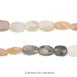 Bead, multi-moonstone (natural), 7x5mm-10x7mm hand-cut faceted puffed oval, B- grade, Mohs hardness 6 to 6-1/2. Sold per 14-inch strand.