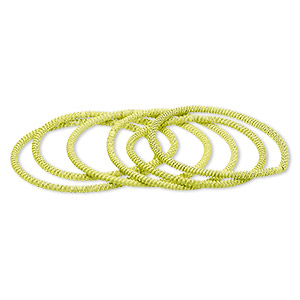 Bracelet, stretch, painted steel, yellow, 3mm twisted coil, 7-1/2 inches. Sold per pkg of 6.