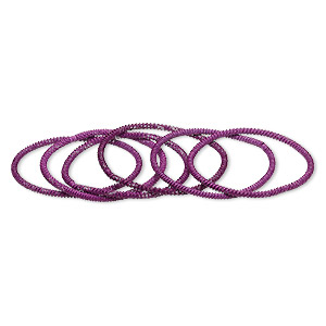 Bracelet, stretch, painted steel, magenta, 3mm twisted coil, 7 inches. Sold per pkg of 6.