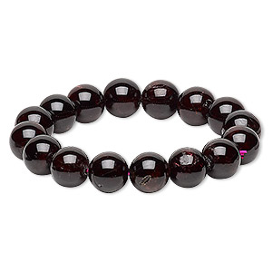 Bracelet, stretch, garnet (dyed), 11-12mm round, 6 inches. Sold individually.