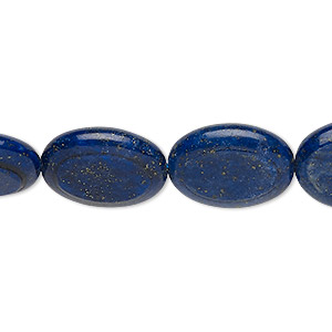 Bead, lapis lazuli (dyed), 18x13mm-19x14mm flat oval, B grade, Mohs hardness 5 to 6. Sold per 15-inch strand.