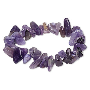 Bracelet, stretch, amethyst (natural), extra-large chip, 7-1/2 inches. Sold individually.