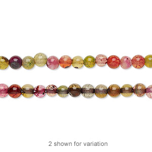 Bead, agate (dyed), multicolored, 3-4mm round, C grade, Mohs hardness 6-1/2 to 7. Sold per 14-inch strand.