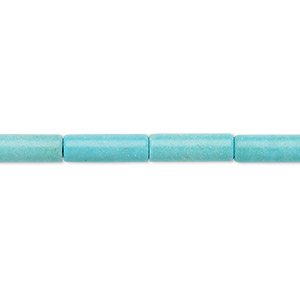 Bead, &quot;turquoise&quot; (resin) (imitation), light blue, 13x4mm round tube. Sold per 15-inch strand.