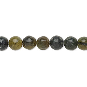 Bead, antique new &quot;jade&quot; (serpentine) (natural), 7-8mm round, D- grade, Mohs hardness 2-1/2 to 6. Sold per 15-inch strand.
