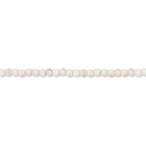Bead, magnesite (stabilized), white, 2-3mm round, C- grade, Mohs hardness 3-1/2 to 4. Sold per 16-inch strand.